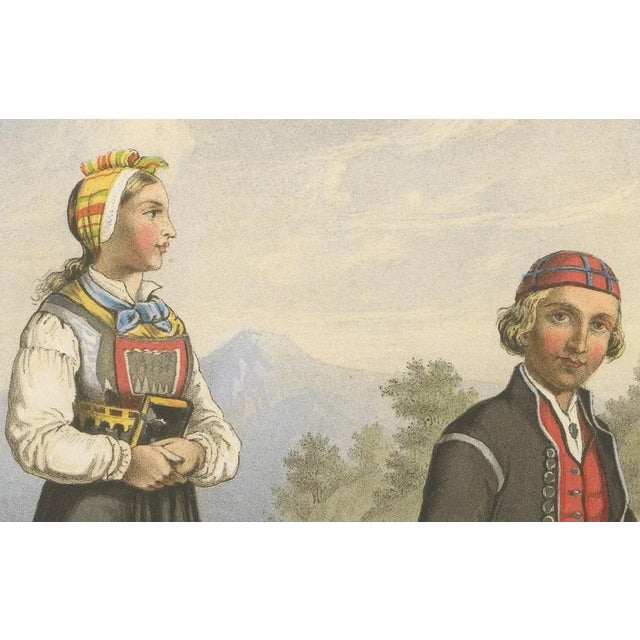 Norwegian Folk Costumes from Aal in Hallingdal Tønsberg, 1860s, Paper For Sale - Image 4 of 10