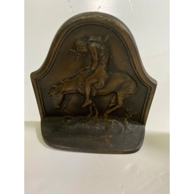 Indian 1920s Antique Native American Indian Horse Bookends - a Pair For Sale - Image 3 of 6