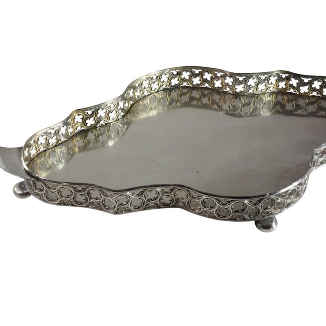 1940s Vintage Italian Art Deco Metal Silverplate Tray by Arrigo Finzi, 1940s For Sale - Image 5 of 13