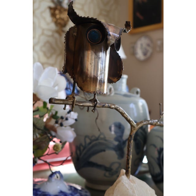 1969 C. Jeré for Artisan House Signed Owl on Branch Sculpture on Stone Base For Sale - Image 17 of 18