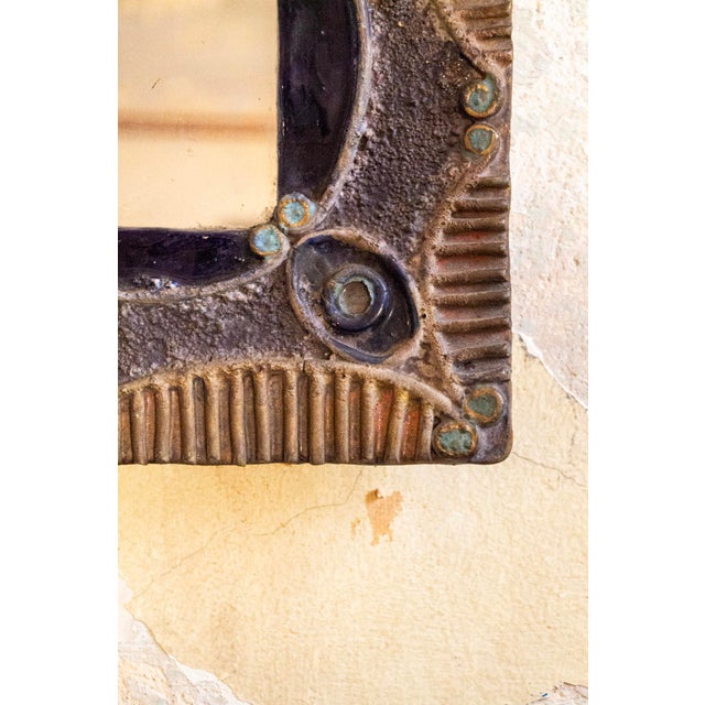 Mid-Century Modern Mirror with Ceramic Frame, 1950s For Sale - Image 3 of 4
