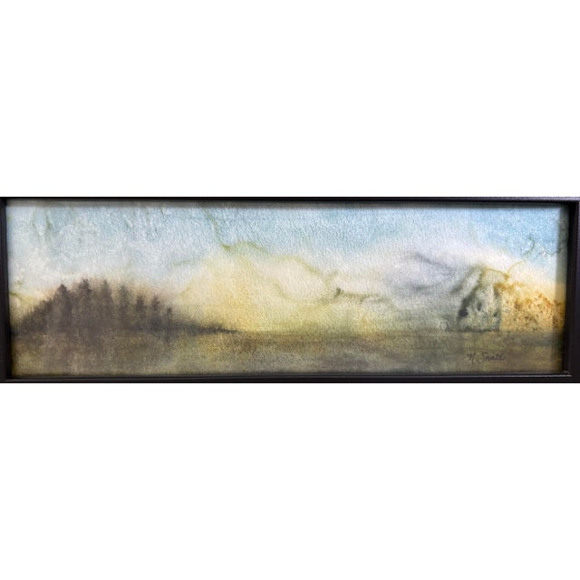 Abstract Serene Abstract Landscape Original Watercolor Painting Signed and Framed For Sale - Image 3 of 3