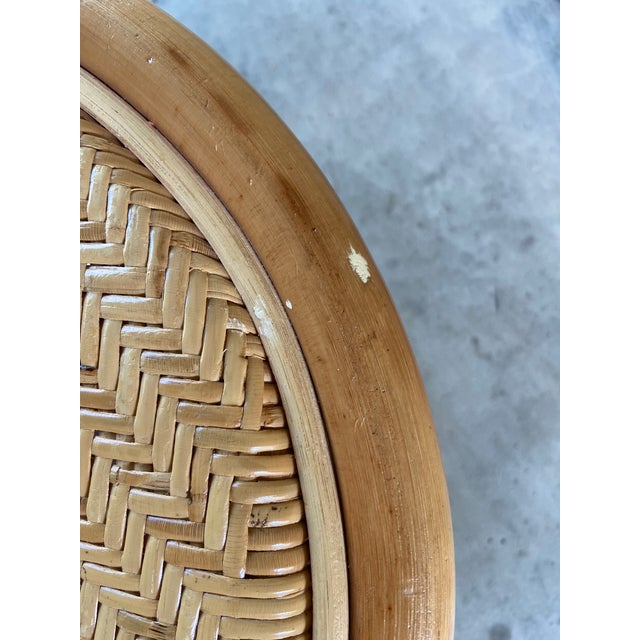 Vintage Bamboo Wicker Side Table, Plant Stand, or Stool For Sale - Image 9 of 11