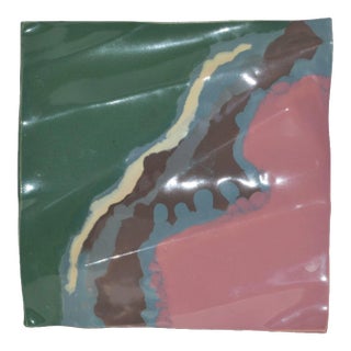 1980s Anne Lindstrom Postmodern Biomorphic Sculpture Ceramic Tile Wall Plaque Hanging For Sale