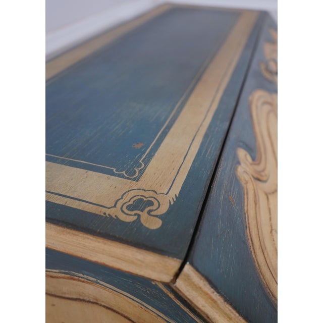 Blue Venetian Style Hand Painted Slant Front Desk For Sale - Image 8 of 16
