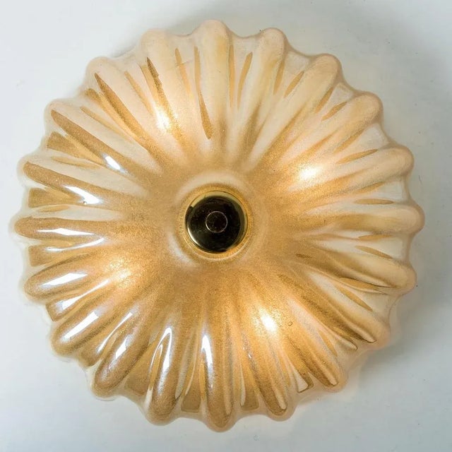 Amber Murano Glass Flush Mount in the style of Barovier & Toso, 1970s For Sale - Image 9 of 18
