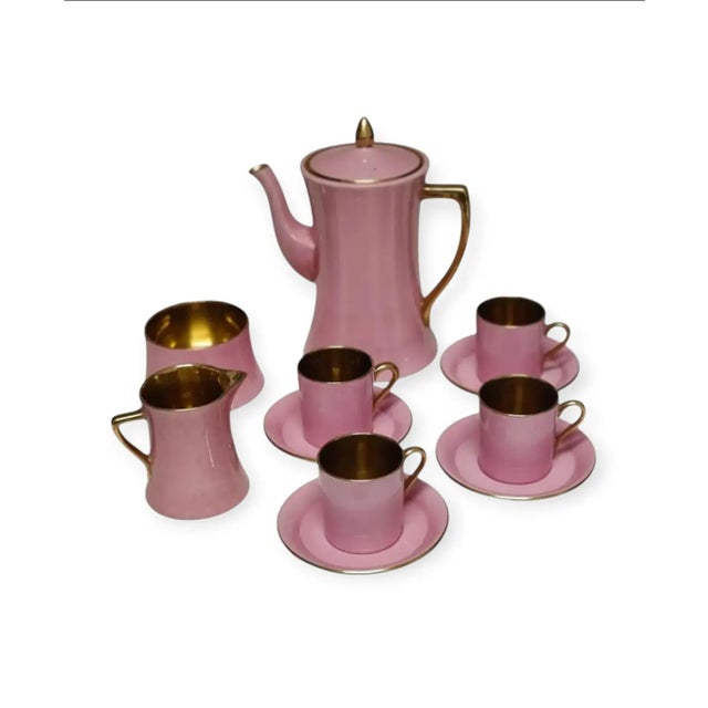 1940s Carlton Ware Pink Demitasse Set With Gold Gilt Trim- 11 Pieces For Sale - Image 15 of 15