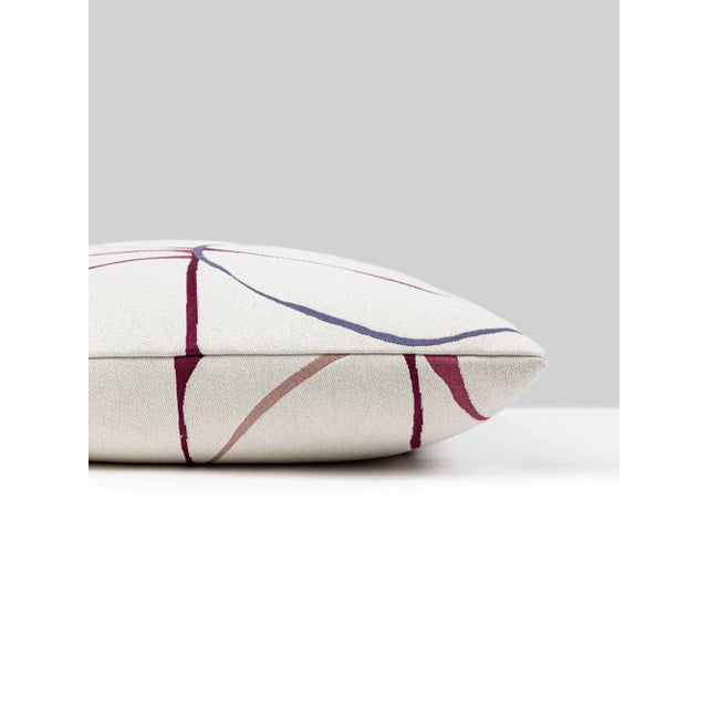 This graphic, yet finely-drawn geometric fabric gives large-scale upholstery abstract appeal in 4 paintbox-like colorways....