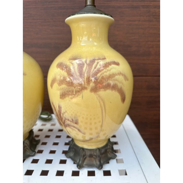 1940s Antique Palm Beach Regency Palm Tree Table Lamps, Pair For Sale - Image 5 of 7
