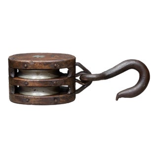 Large Antique Block and Tackle Nautical Pulley c.1850-1930 For Sale