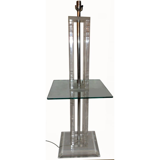 Square lucite floor lamp, wired for US and in working condition. Beautiful modern lamp that will make a statement in any...