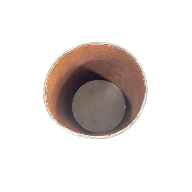 Mid-Century Modern French Cognac Leather Waste Bin, 1960s For Sale - Image 4 of 9