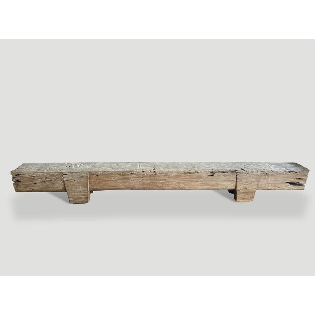 Andrianna Shamaris Bleached Teak Wood Log Bench For Sale - Image 11 of 18