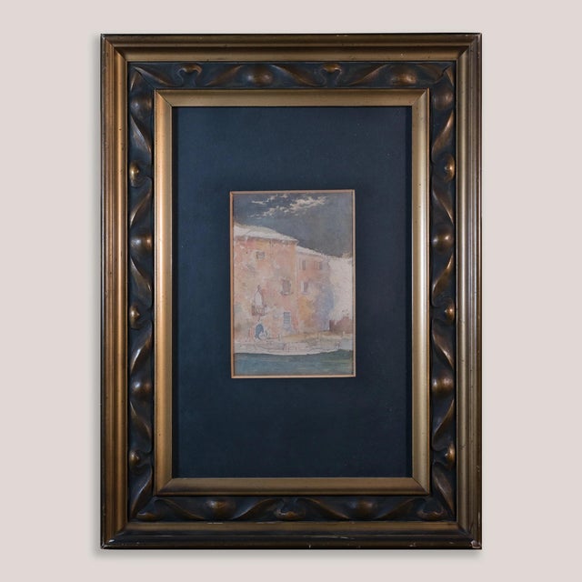 Venetian Canal Scene, 1950s, Watercolor, in Very Good conditions. Designed 1950 to 1959