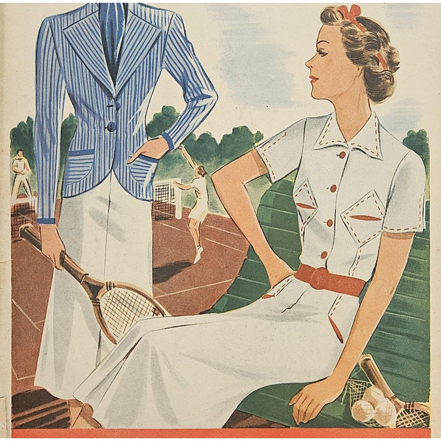French 1938 Original French Sport Print for the Woman Who Loves Tennis For Sale - Image 3 of 3