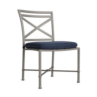 Brown Jordan Venetian Side Chair, Mica frame with Fusion Neptune fabric For Sale