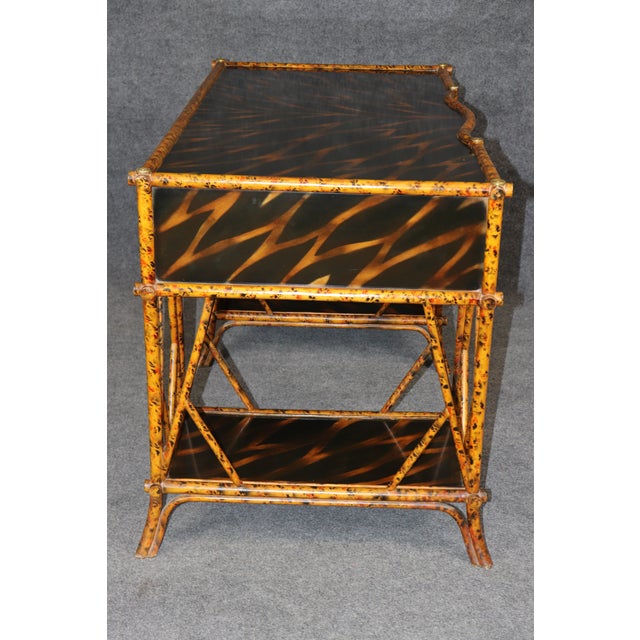 Brass Maitland Smith Faux Bamboo and Brass Mounted Desk For Sale - Image 8 of 14