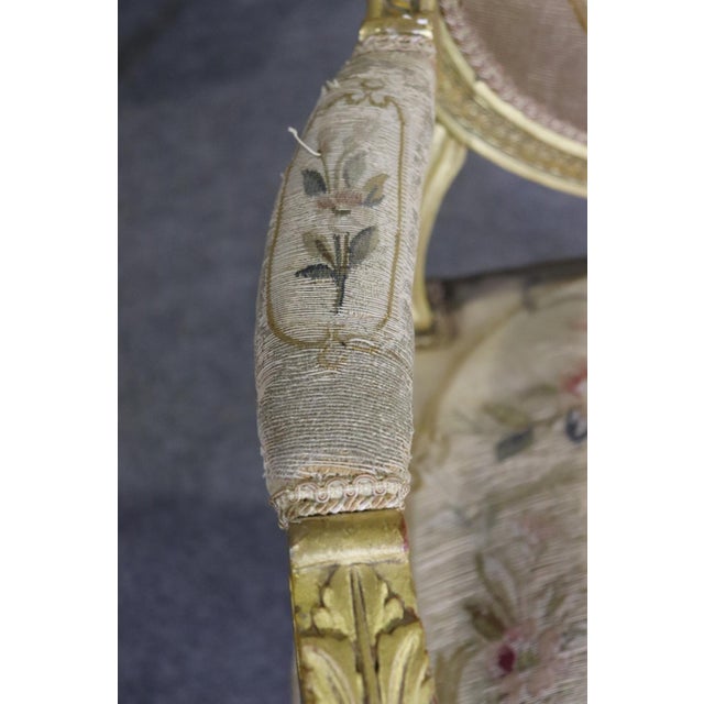 French Louis XVI Giltwood Five Piece Salon Parlor Set With Aubusson C. 1890s For Sale - Image 14 of 17