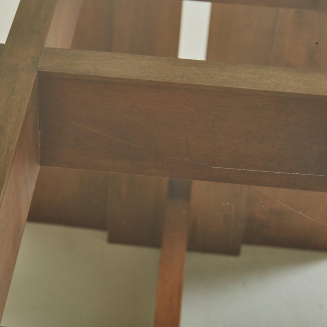 Italian Wood + Glass Grid Motif Dining Table, Italy 1960s For Sale - Image 3 of 11