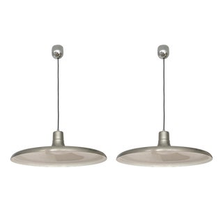 Mid-Century Modern Metal Pendant Lights by Leonardo Marelli for Estiluz, 1970s, Set of 2 For Sale