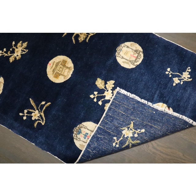 Early 20th Century Blue Chinese Peking Small Rug rug no.j4713 For Sale - Image 4 of 6