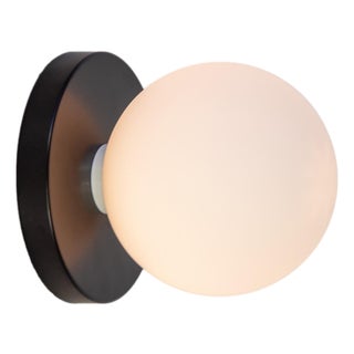 Globe Sconce Black, Modern, 5 Inch Glass Globes, by Research.Lighting, Modern, Minimal For Sale