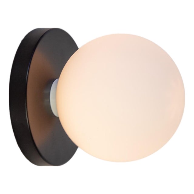 Globe Sconce Black, Modern, 5 Inch Glass Globes, by Research.Lighting, Modern, Minimal For Sale