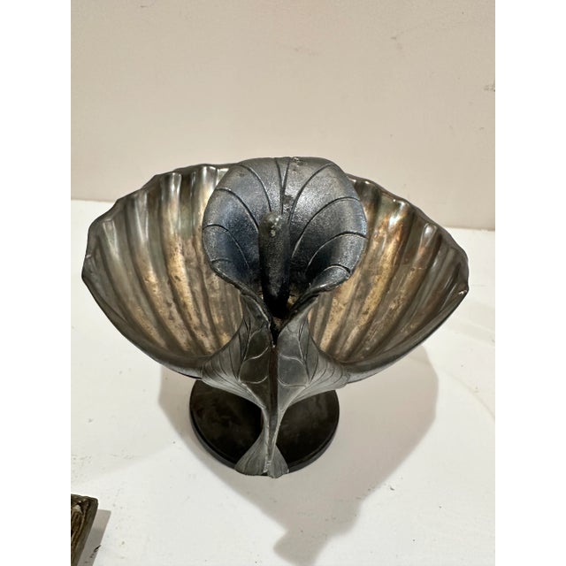 Silver Art Nouveau Pewter Calla Lily Compote – Early 20th Century Elegance For Sale - Image 8 of 11