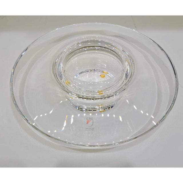 Modern Colle Italian 24% Lead Crystal Low Disc Decorative Bowl For Sale - Image 3 of 8
