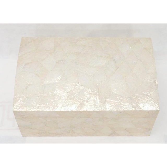 Mid 20th Century Large Dome Shape Mother of Pearl Decorated Jewelry Box or Small Truck For Sale - Image 12 of 12