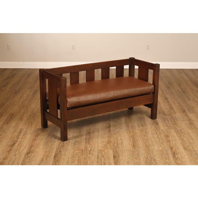 High Quality American Made Arts And Crafts Mission Style Hall Settle By Gustav Stickley, Model 205, Crafted Of Quarter...