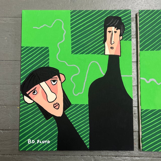 Set of two paintings of the Beatles by B.D. Floyd on canvas. Each measure 16x20. Check out my shop Robins Egg Gallery for...