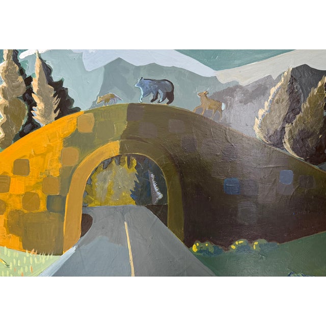 "Happy Animals" Painting of Wildlife Crossing by LWren Walraven For Sale - Image 4 of 14