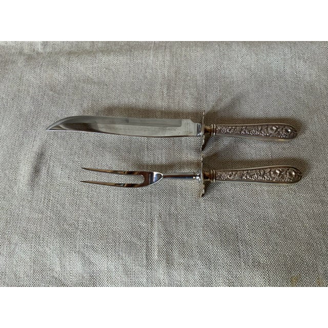 Silver Sterling Silver Art Nouveau Carving Set by Steiff, c.1900 - Repousse Pattern For Sale - Image 8 of 9