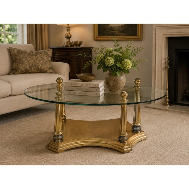 Wood Vintage Italian-Style Gilded Neoclassical Coffee Table For Sale - Image 7 of 7