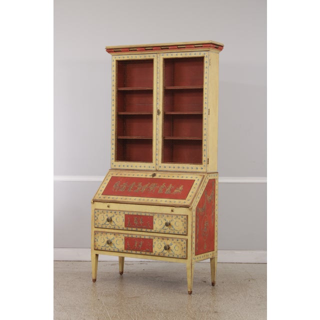 Neoclassical Vintage Italian Neoclassical Paint Decorated Secretary Desk For Sale - Image 3 of 18