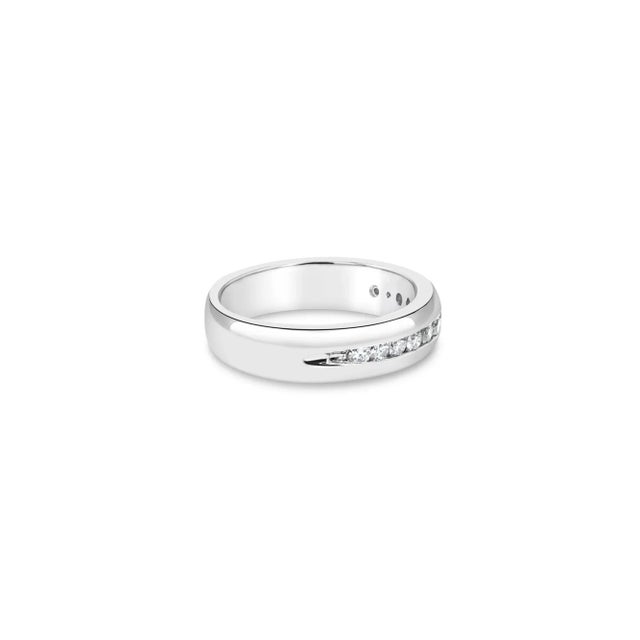 Contemporary Channel Set Diamond Wedding Band .67cttw 14k White Gold, Size 12 For Sale - Image 3 of 3