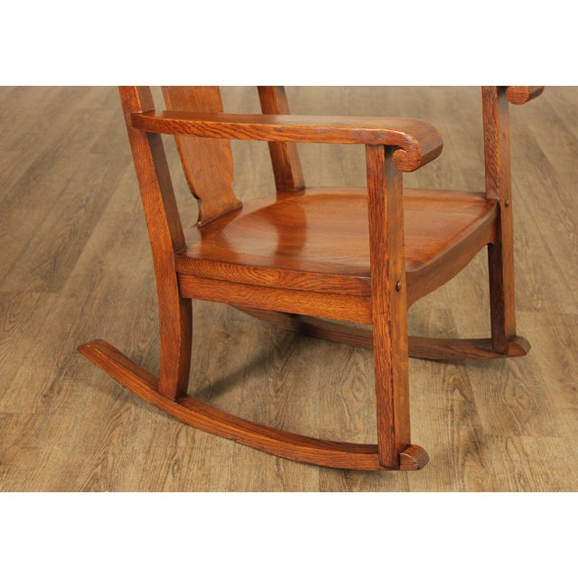 Early 20th Century Antique Mission Oak Rocking Chair For Sale - Image 5 of 18