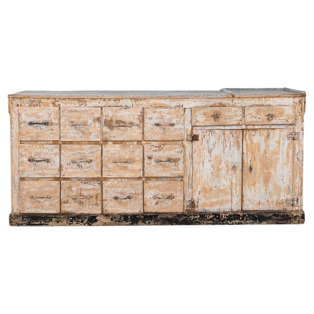 19th Century French Wood Patinated Shop Counter For Sale - Image 15 of 18