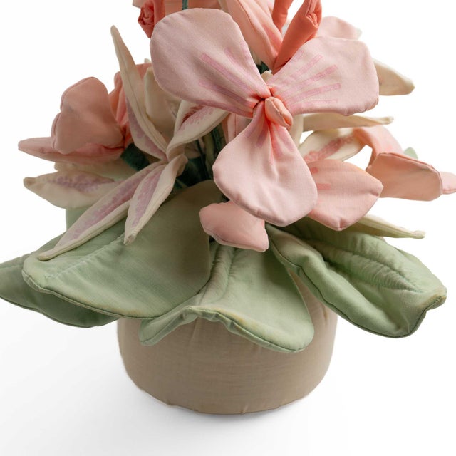 Textile Vintage Handmade Fabric Flower Bouquet Arrangement For Sale - Image 7 of 13
