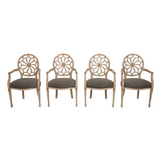 Set of 4 Ello Web Back Crackle Finish Armchairs For Sale
