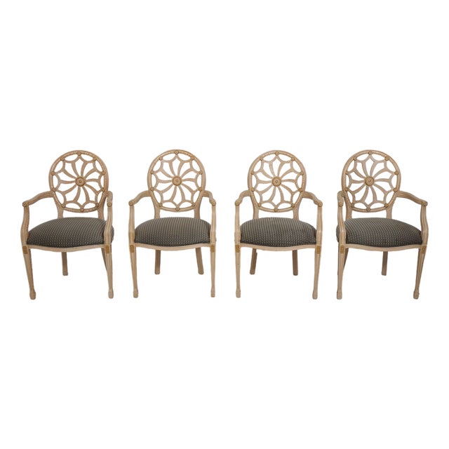 Set of 4 Ello Web Back Crackle Finish Armchairs For Sale
