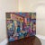 Textile 1970s Vintage Asian Cityscape Painting on Canvas ~ Signed Amy HolzHaver For Sale - Image 7 of 9