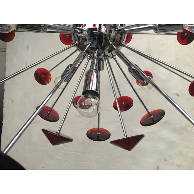Metal Italian Handmade Murano Glass Red Sputnik Chandelier from Simoeng For Sale - Image 7 of 13