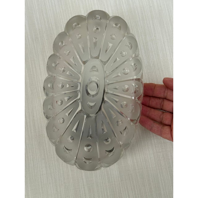 beautiful frosted glass oval sconce with etched design, ready to install hardwire