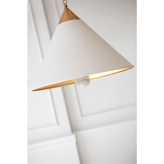 Gold Kelly Wearstler for Visual Comfort Signature Cleo Pendant in Antique-Burnished Brass & Antique White with Frosted Acrylic For Sale - Image 8 of 9