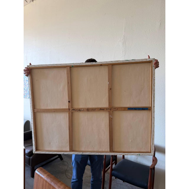 2010s Large Abstract Green & Teal Textured Canvas Painting by Gavin Mc Groggan — 48″ × 36″ For Sale - Image 5 of 6