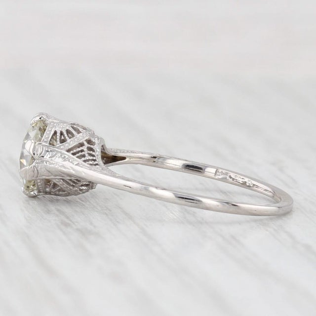 Metal 1.23ct Old European Diamond Solitaire Engagement Ring 14k Gold Filigree Size 6.25 For Sale - Image 7 of 8