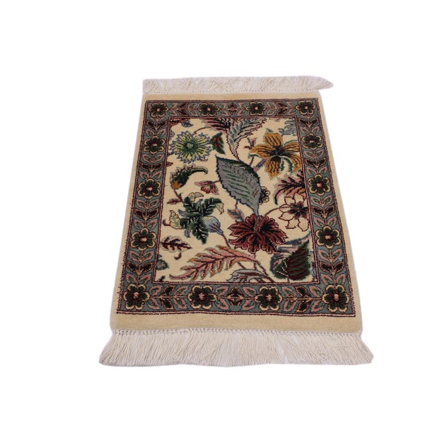 Shabby Chic Pak-Persian Beige/Gray Wool Rug - 1'6'' X 2'0'' For Sale - Image 4 of 9