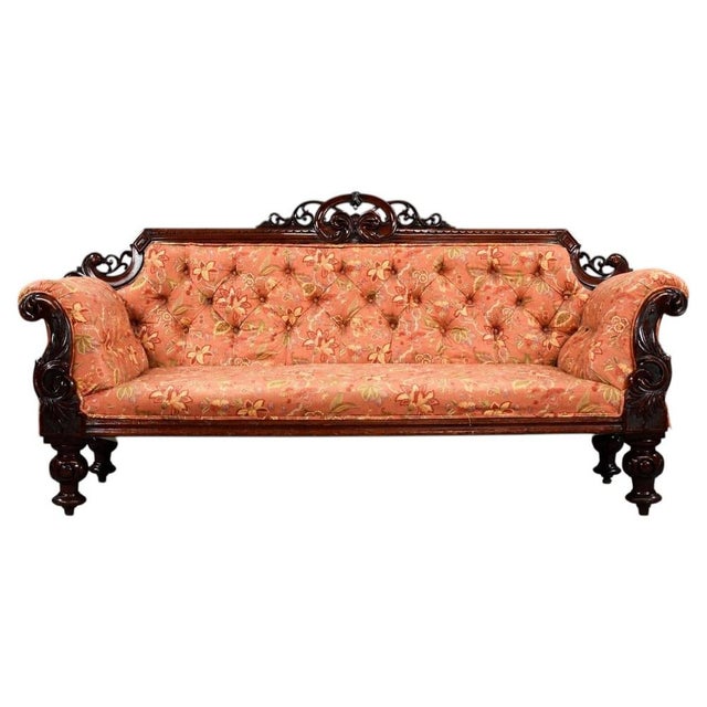 Victorian Mahogany Settee, 1860 For Sale - Image 6 of 6